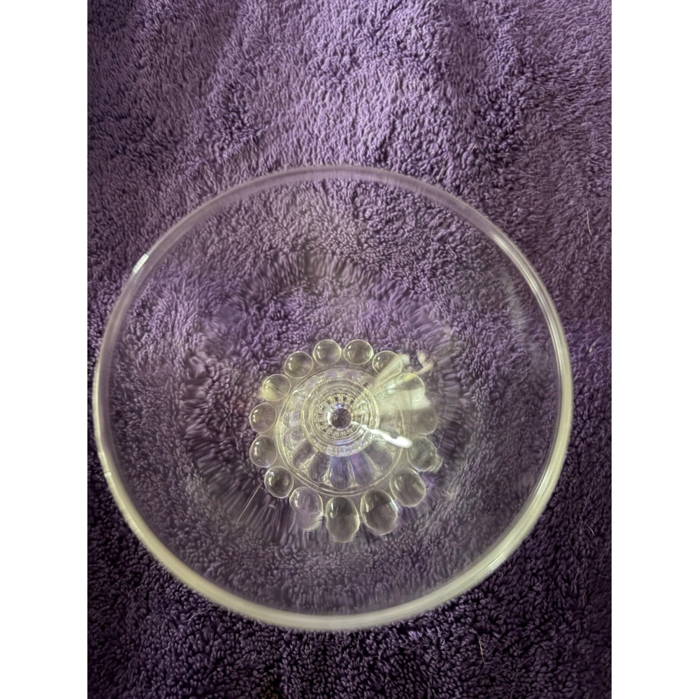 Vintage Clear Glass Booped Beaded Base Sherbet Champagne Coupe Dessert Glass - Picture 2 of 5